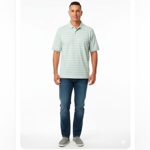 Haggar Cool 18 Mint Striped Polo Shirt XL Retail $40